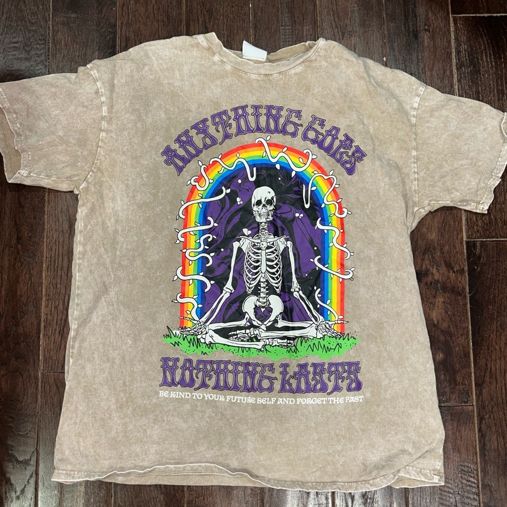 Empyre Tan Kids Tee with Skeleton and Rainbow